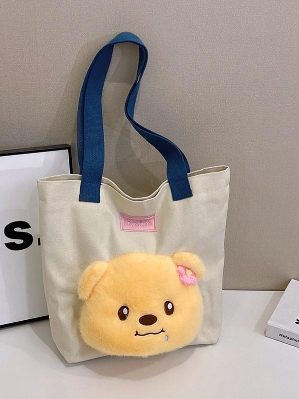 Panda Canvas Tote Bag Large Capacity Street Style For Daily Commute