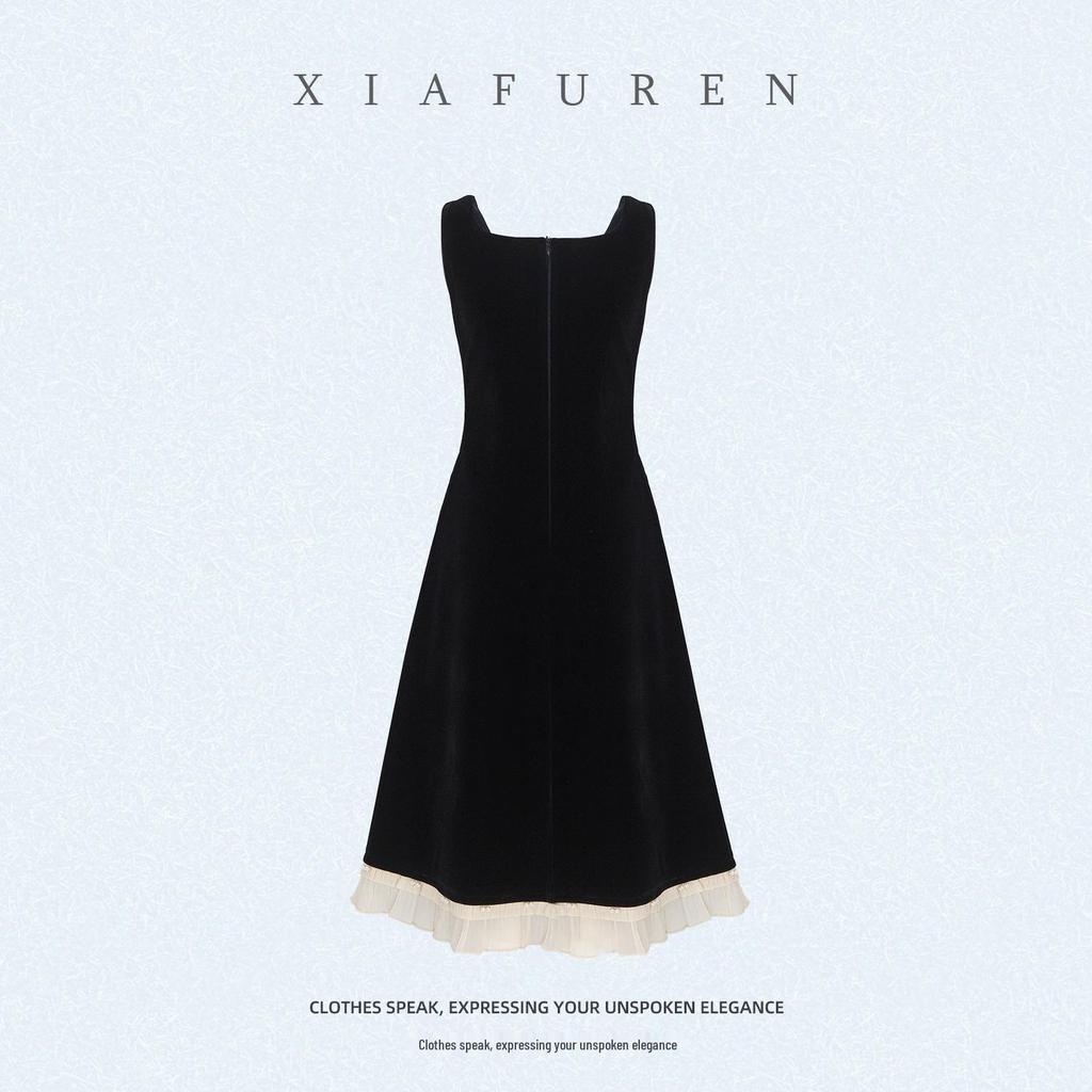 2025 Autumn/Winter French Chic Waist-Cinched Sleeveless Elegant Petite Midi Dress