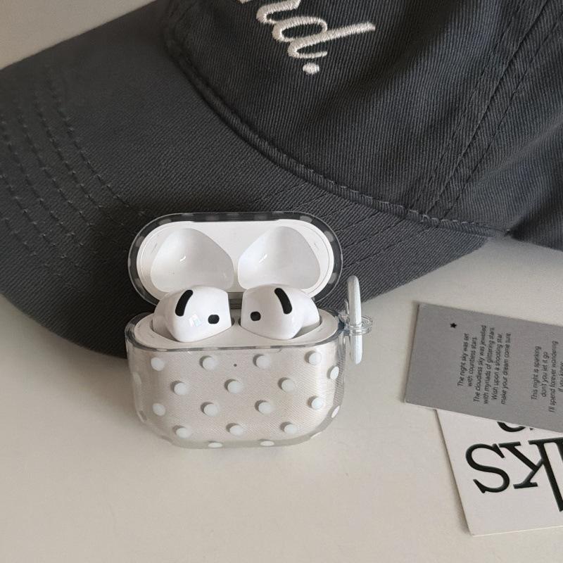 Simple transparent gray white polka dots are suitable for Apple AirPods 1st generation protective case Pro1 Bluetooth headset case pro1 generation