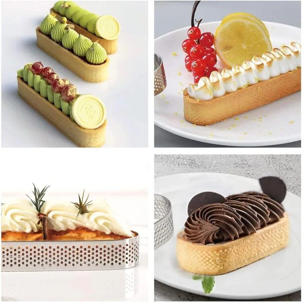 3Pcs Venting Hole Design Porous Cake Mousse Mold Silver Oval Tartlet Molds  Fruit Pie