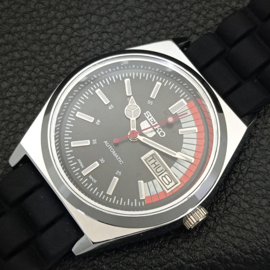 SEIKO 5 AUTOMATIC VINTAGE REFURBISHED 6309A JAPAN MENS BLACK WATCH a440782-4 Sk-a440782