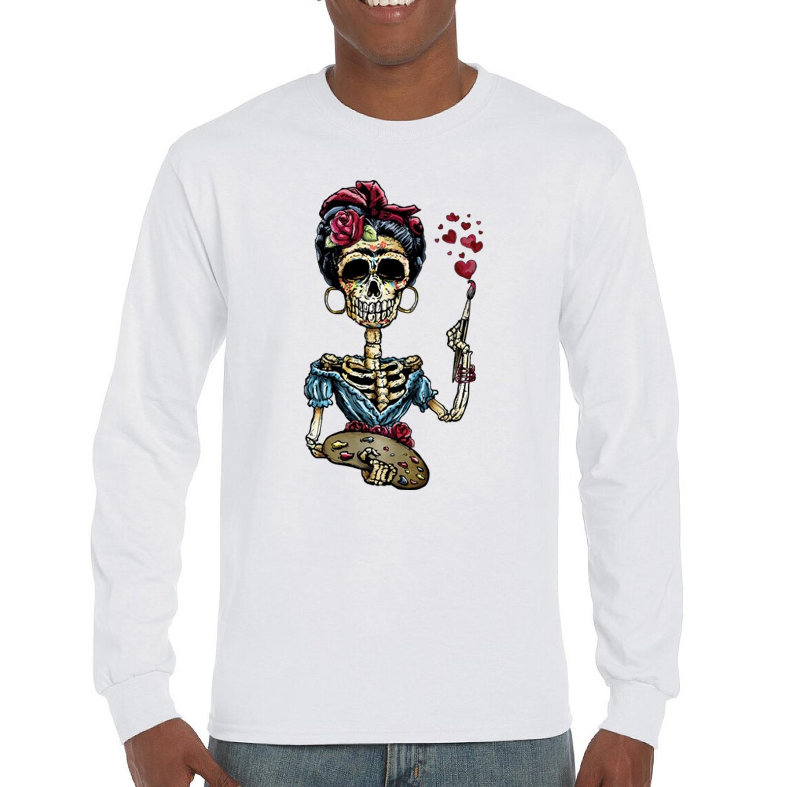 Frida Kahlo Sugar Skull Long Sleeve T-shirt Calavera Mexican Day of the Dead S разноцветный