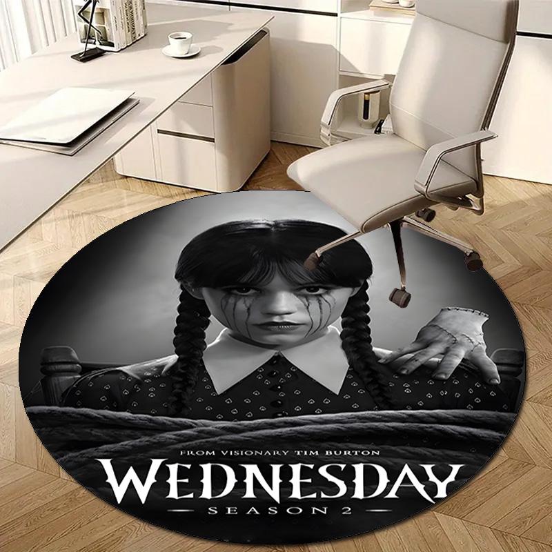 1pc Addams Family Wednesday2 Design Printed Area Round Carpet for Bedroom Living Room Home Decor Rugs Mat Non Slip Mat Rug for Bedside