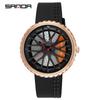 Sanda Men's Waterproof Quartz Watch with Leather Strap - Trendy Skeleton Design
