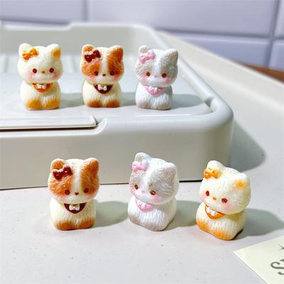 2Pcs Cute Bow Cat  Mini 3D Resin Figurines Desktop Car Decoration Figurines Accessory for Homemade DIY Phone Case Girl Hair Clip