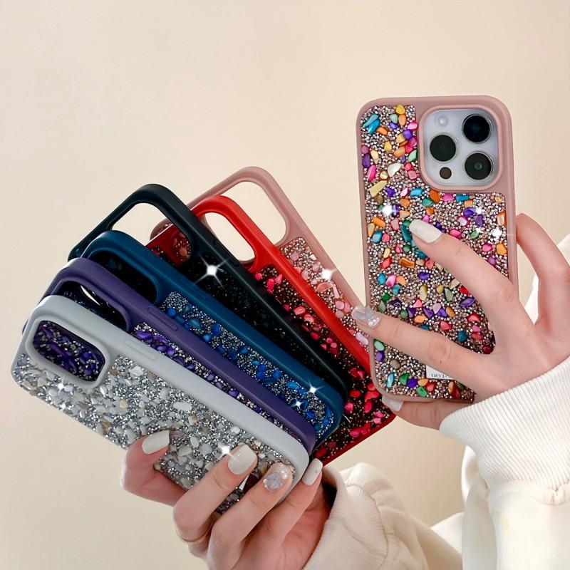 Luxury Colorful Stone Phone Case IPhone 14 Pro Max Bling Rhinestone Full Body Protective Soft TPU Cover