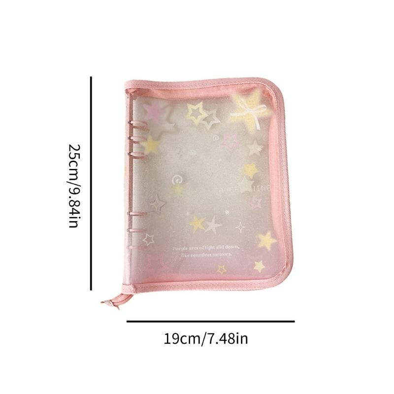 Clear Photo Album Case With Zippered Closures PVC Binder 6 Rings Cover For Kpop Fan Small Card Organization Protectors