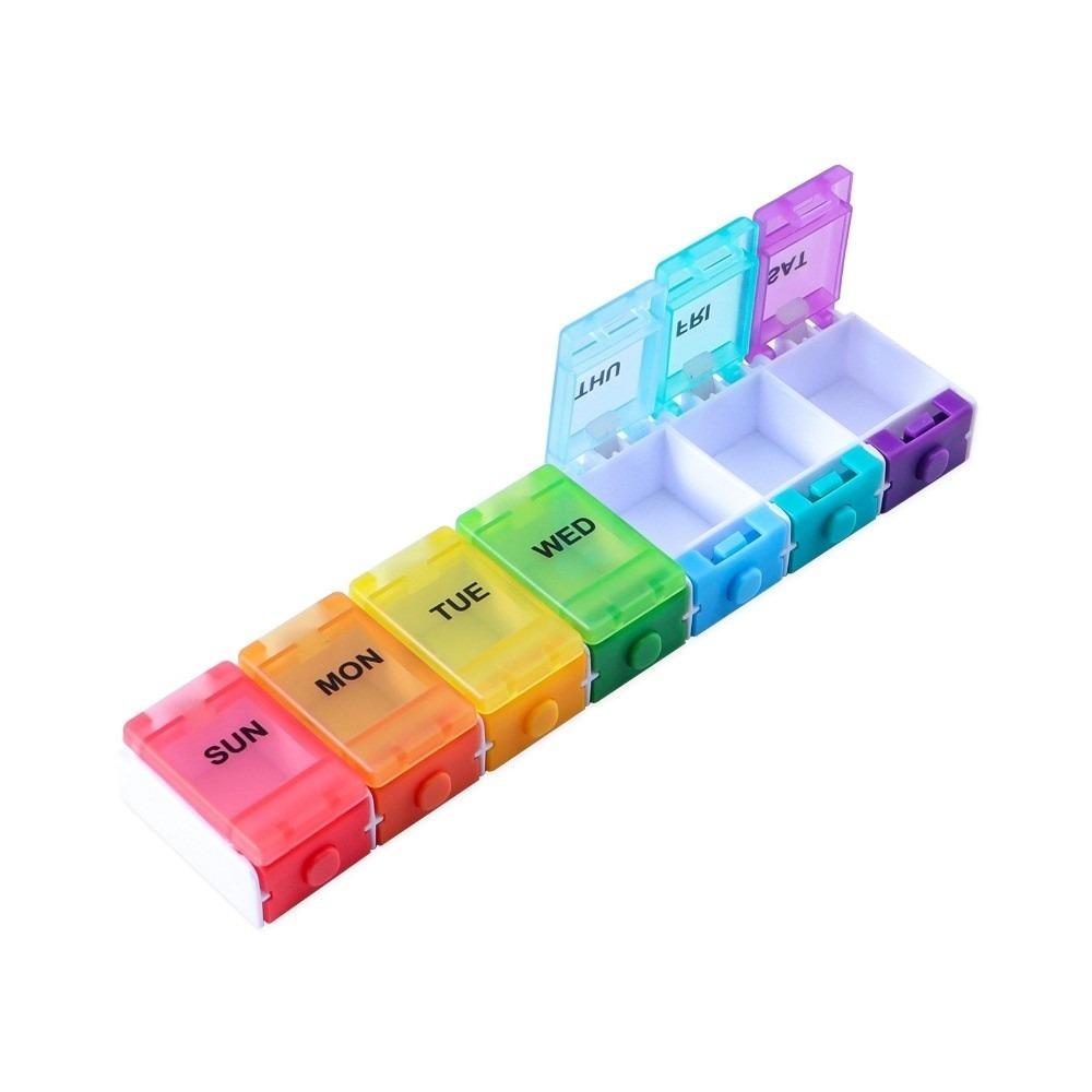 

7-секционная таблетница с крышкой, открывающейся нажатием кнопки, на 7 дней, контейнер для витаминов, еженедельная таблетница, держатель для таблеток, для мальчиков/девочек