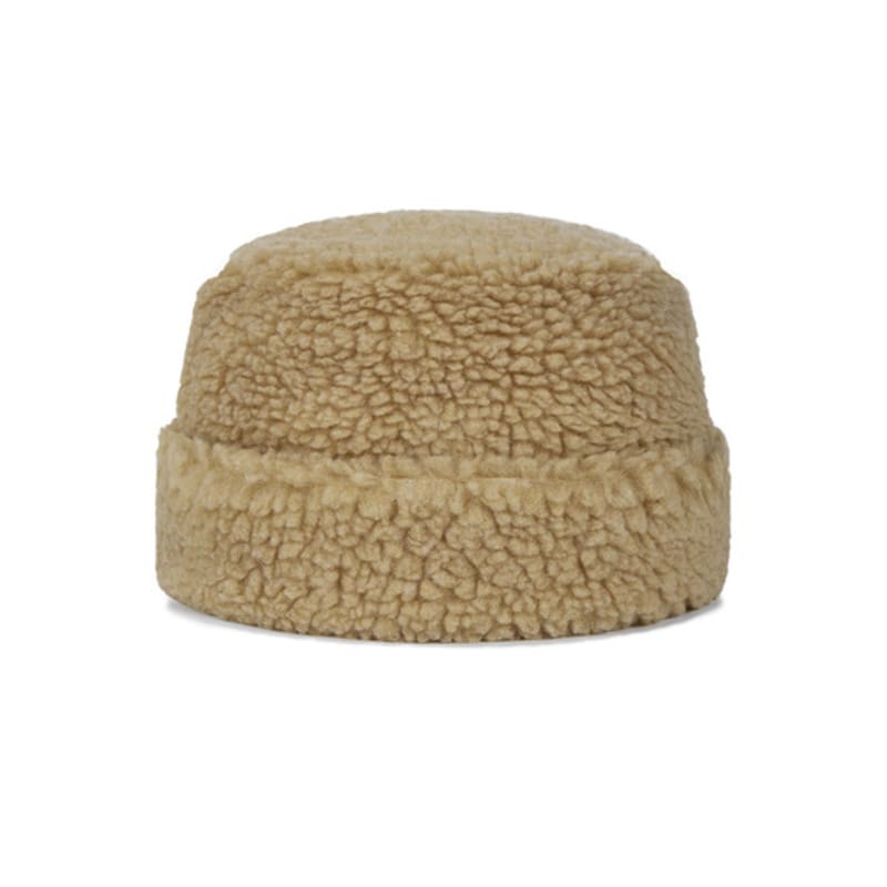 VARZAR VA Long Label Fleece Mongolian Bucket Hat Beige