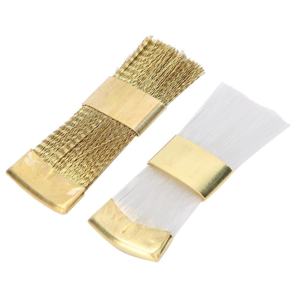 2 Pieces Copper Wire Nail Art Bits Cleaning Brush Mini Size Nail Dust Brush For Manicure
