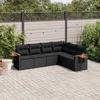 Vidaxl 6-Cz. Garden Furniture Set With Cushions, Black Poly Rattan