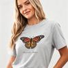 Wildlife Lover Unisex Cotton Tshirt Hand Drawn Monarch Butterfly Print Letter Nature Casual Daily Short Sleeve Tees