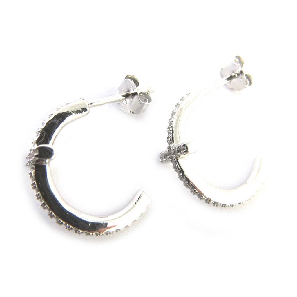 Les Trésors De Lily [M7628] - Sølv 'Cross' bøyleøreringer, sølvhvite (rhodiumbelagt) - 16x6 mm