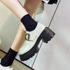 Leather platform loafers women's 2025 new Velcro versatile British style heightening small leather shoes spring and autumn single shoes
