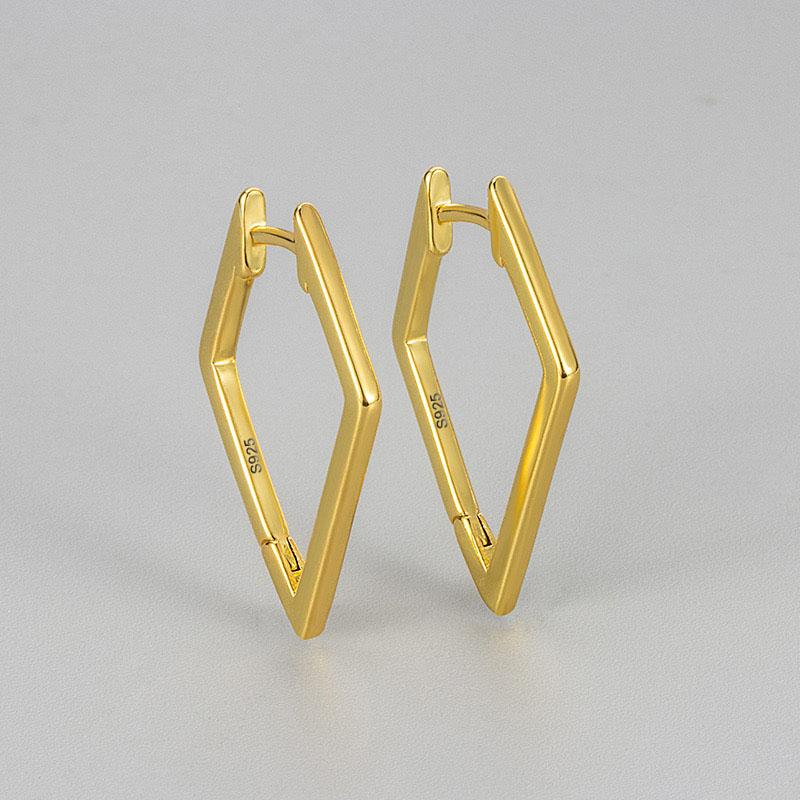 925 Sterling Silver Earrings For Women Trendy Gold Color Geometric Earring Jewelry Prevent Allergy Party Accessories Gift