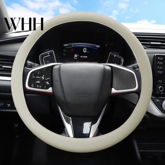 All-weather Car Steering Wheel Cover Silicone Solid Color Wear Resistant Decorative Auto Accessory Non-slip Design Simple Installation Universal