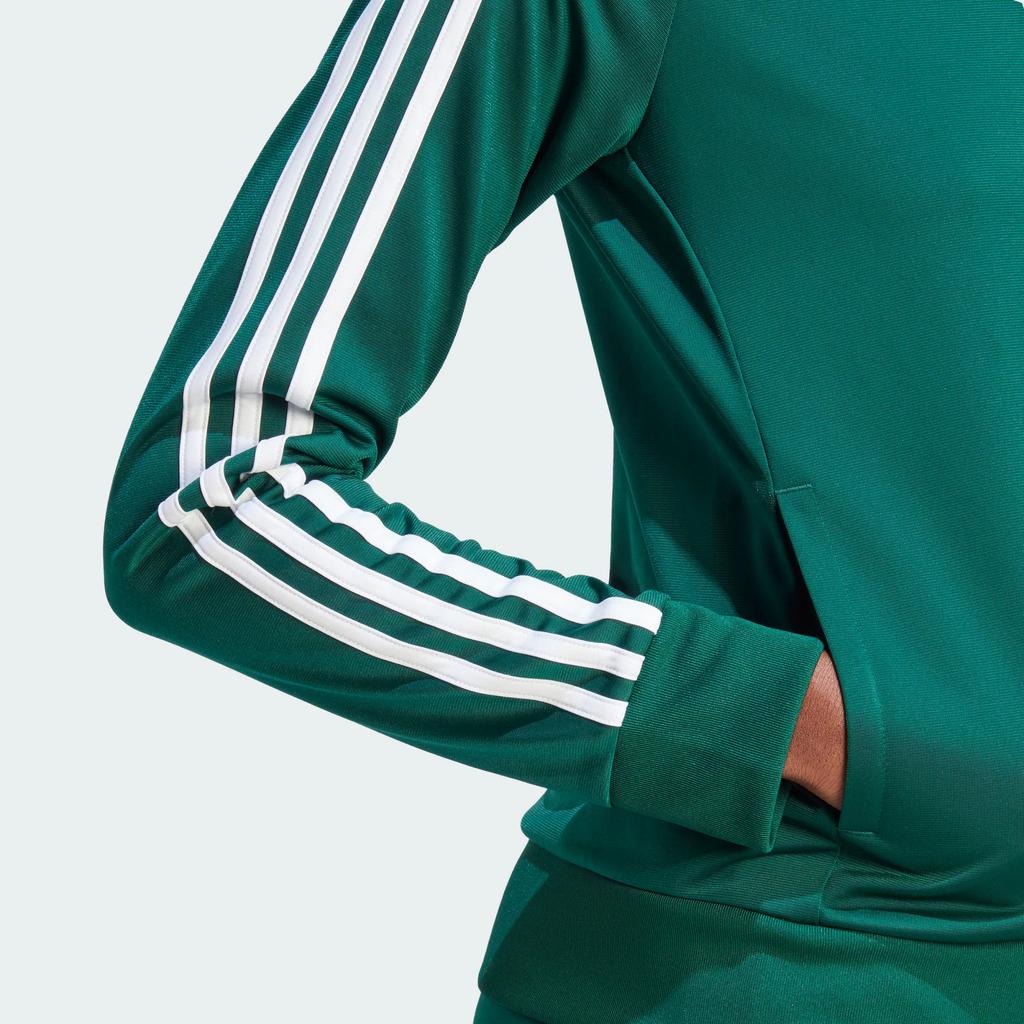 Adidas Primegreen Essentials Track Jacket Color Block Retro Sports Stand Collar Casual Jacket Women Jacket Forest-Green IM2821