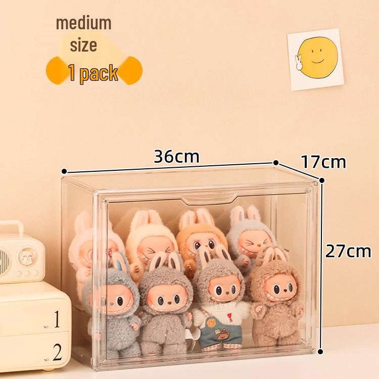 Transparent Vinyl Labubu Doll Display Storage Box for Pop Mart Figurines