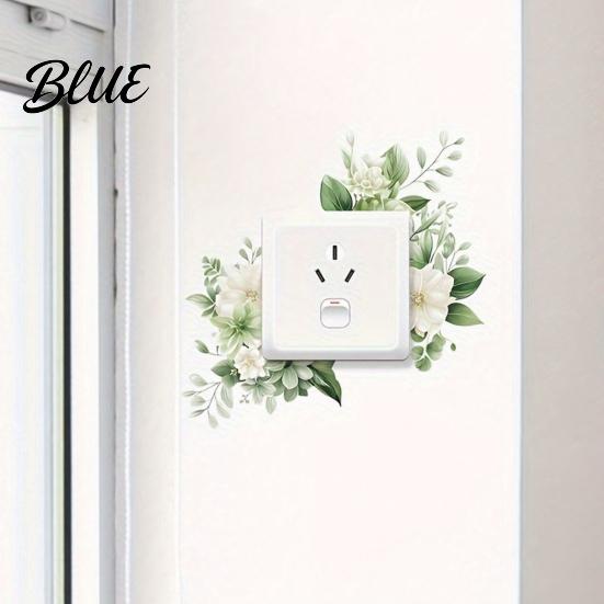 Renters Friendly Wall Sticker 4 Pcs Plants Flower Switch Stickers Leaves Floral Light