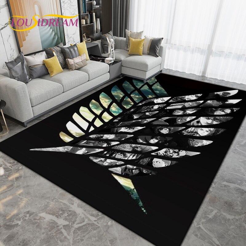 Anime Cartoon Attack On Titan Area Rug Large,Carpet Rug for Living Room Bedroom,Kitchen Bathroom Doormat Non-slip Floor Mat Gift