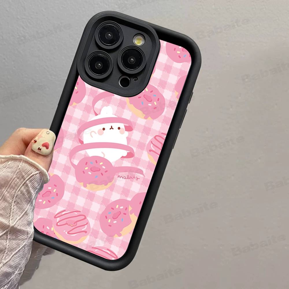 Kawaii Cute Rabbit M-MolangS Anime Silicone Soft Phone Case For IPhone 17 16 15 14 Plus 13 12 Mini 11 Black Cover