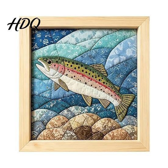 Japanese Fabric Craft No-Sew Art Kit DIY Mosaic Kits for Adults Beginners Quilted Wall Intricate with Frame & Tools Kits Gifts Housewarming