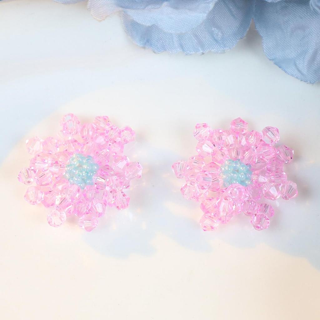 2026 Candy-Colored 3D Crystal Beaded Flower DIY Crocs Earring Accessories