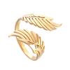 Adjustable Dating Rings Wing Shape Opening Rings Vintage Finger Jewelry Stainless Steel Texture for Party and Daily Wear