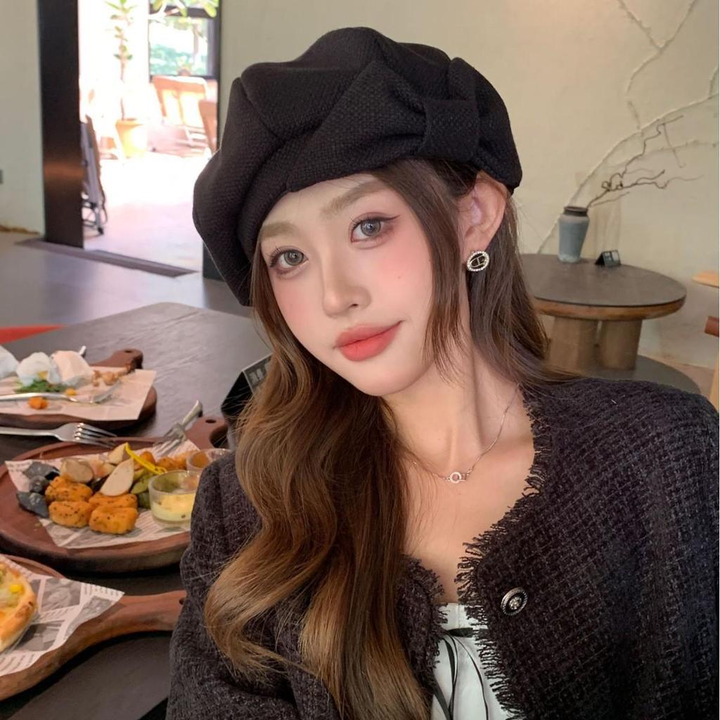 2025 Large Bow Beret for Women: Summer/Autumn Painter Style for Larger Head, Slim Face Effect
