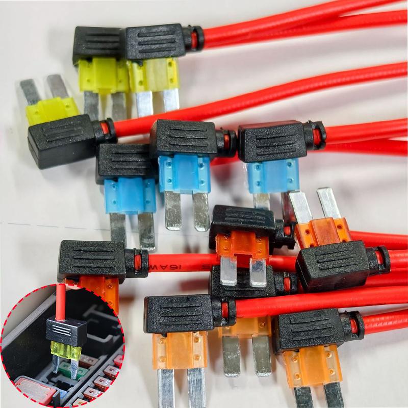 Mini ATM APM Blade Fuse Tap Holder 16AWG Extension Wire Automotive Fuse Adapter Cable Car Truck Circuit Protection Accessories Fuses4