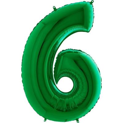 Ballon en Aluminium Chiffre 6 Vert - 102 Cm Grabo