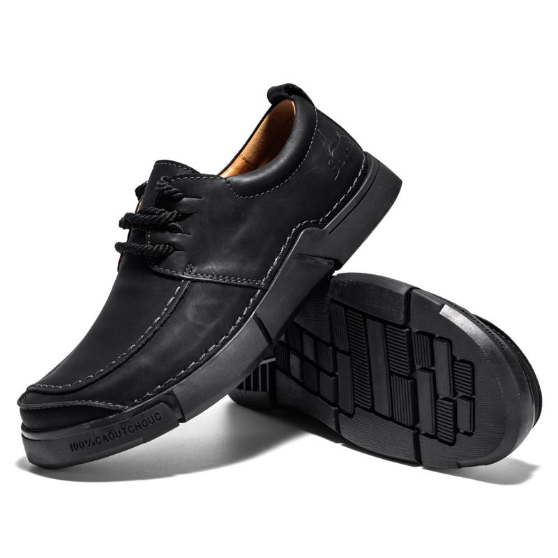 Fashion Leather Men Outdoor Sneakers New Lace-up Hiking Flats Mens Casual Walking Shoes Light Outdoor Male Running Climbing Footwear