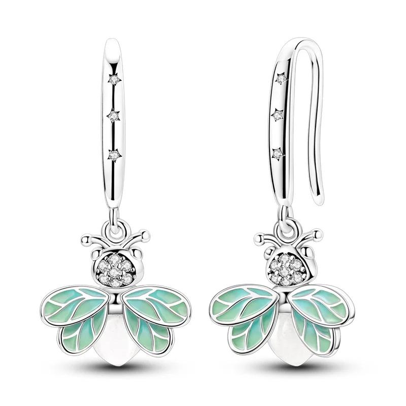 New Copper Dangle Charm Luminous Firefly Chameleon Ring Earrings Bead For Women Diy Charms Bracelet Jewellery Gift