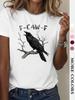 Unisex T-Shirt mit Raben- und Federdruck, Rundhalsausschnitt, Modisches Lässiges Crewneck-T-Shirt für den täglichen Gebrauch, Urlaub, Outdoor
