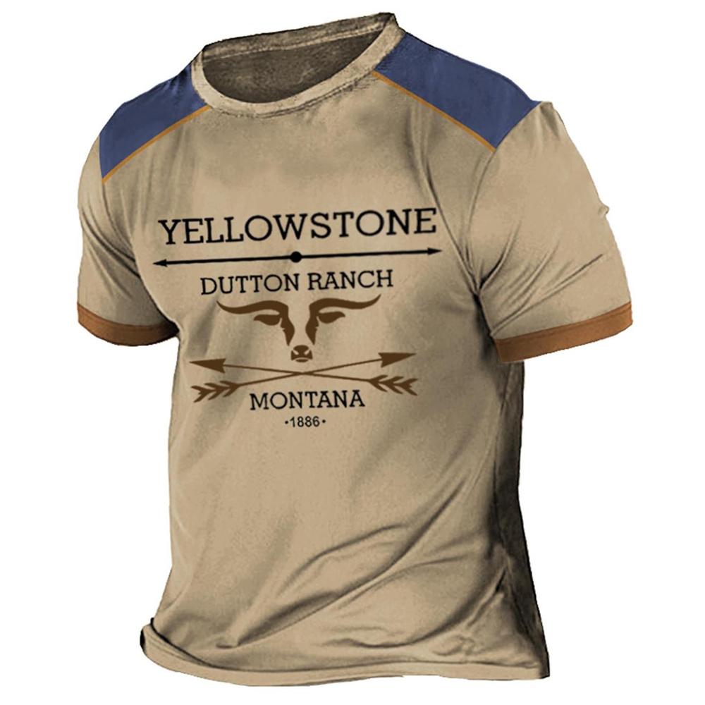 

Винтажная футболка с 3D-печатью Yellowstone, Харадзюку, с коротким рукавом, повседневная уличная одежда, свободный пуловер, мужские футболки XS