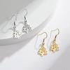 Stainless Steel Star Cut-out Christmas Tree Dangle Earrings