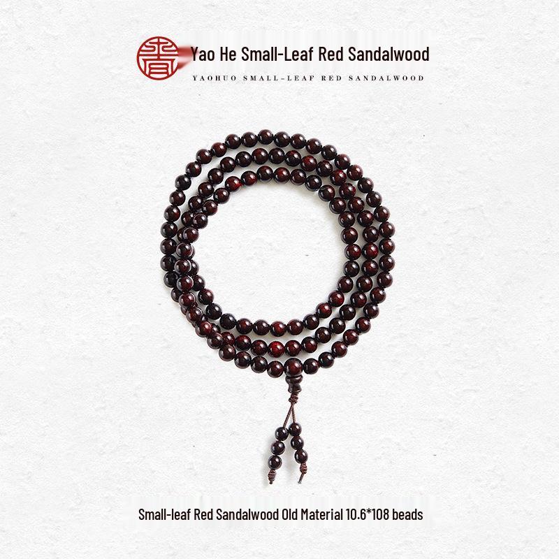 Унисекс Браслет из Бусин Будды – 108 Бусин – Красный Сандал и Венге, Антикварный