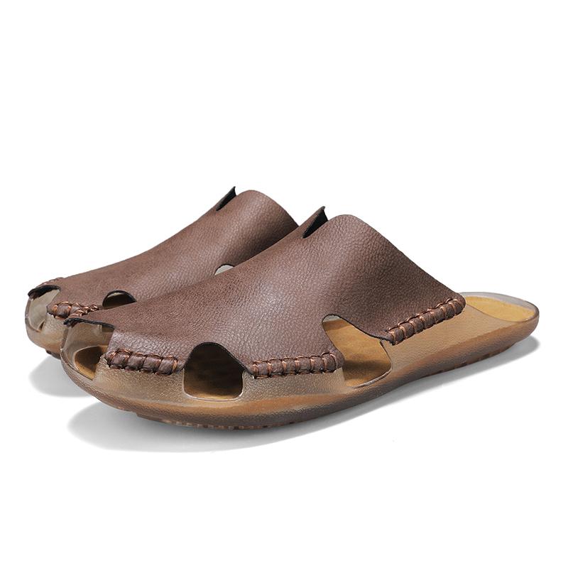 Fashion Durable Sole Slippers Suitable Outdoor Wear Half Drag Quick Dry Wading Aqua Shoe Flip-flops Slip on Flats Handmade Men's Sandals