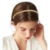YARN & INK Women's Thin Crystal Diamond Headbands Non Slip, Light Gold Fashion Headband Cute Beaded Bling HairBand Hair Accessories Vintage for Women