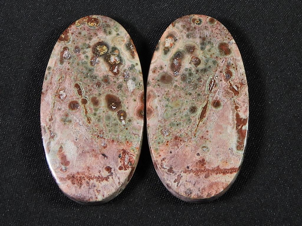 59Cts.Natural Leopard Skin Jasper Matched Pair Handmade Gemstone 20X37X04 MM SK-813