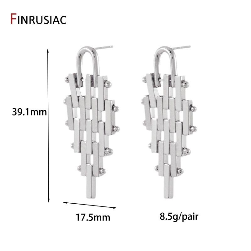 

New Vintage Style 14K Gold Plated Brass Geometric Big Stud Earrings For Women Punk Trapezoid Ear Stud Party Jewelry Gift 1 pair
