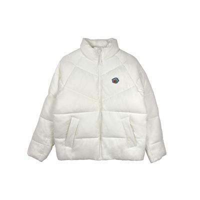 Einfarbige Cord Warme Stehkragen Baumwolljacke Damen Oberbekleidung Weiß VN0A5F6CFS8