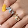Elegant Butterfly Zircon Ring Enamel Finger Jewelry Sweet Butterfly Open Ring  Ladies Jewelry