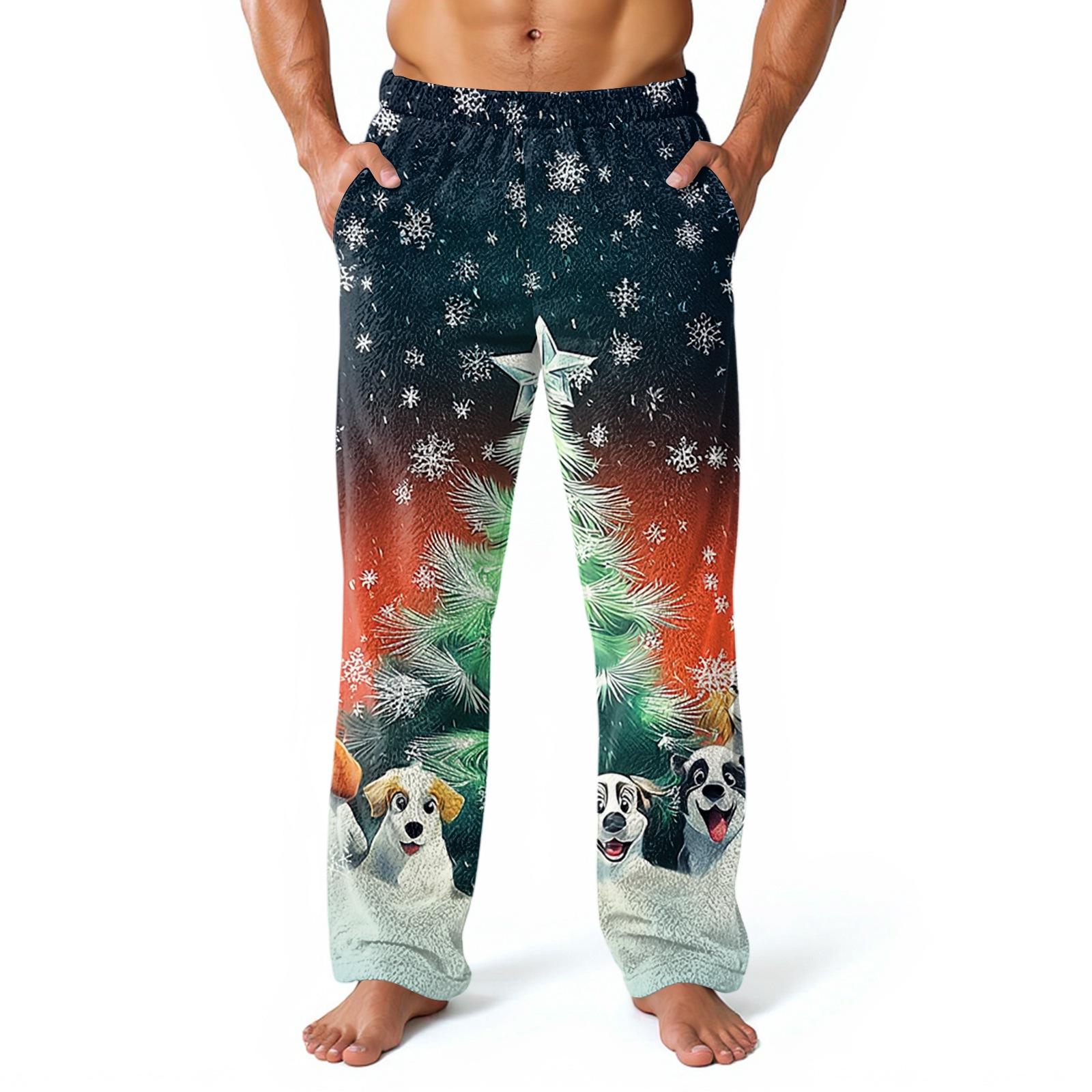 

Мужские домашние брюки с принтом по всей поверхности, пижамные брюки для сна, длинные брюки, пижамные брюки XL тёмно-синий