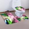 1/4 Cherry Tree Shower Curtains, Toilet Seat Decoration, Shower Curtain With Carpet And Toilet Lid, 12 70.8X70.8 Inch Hooks