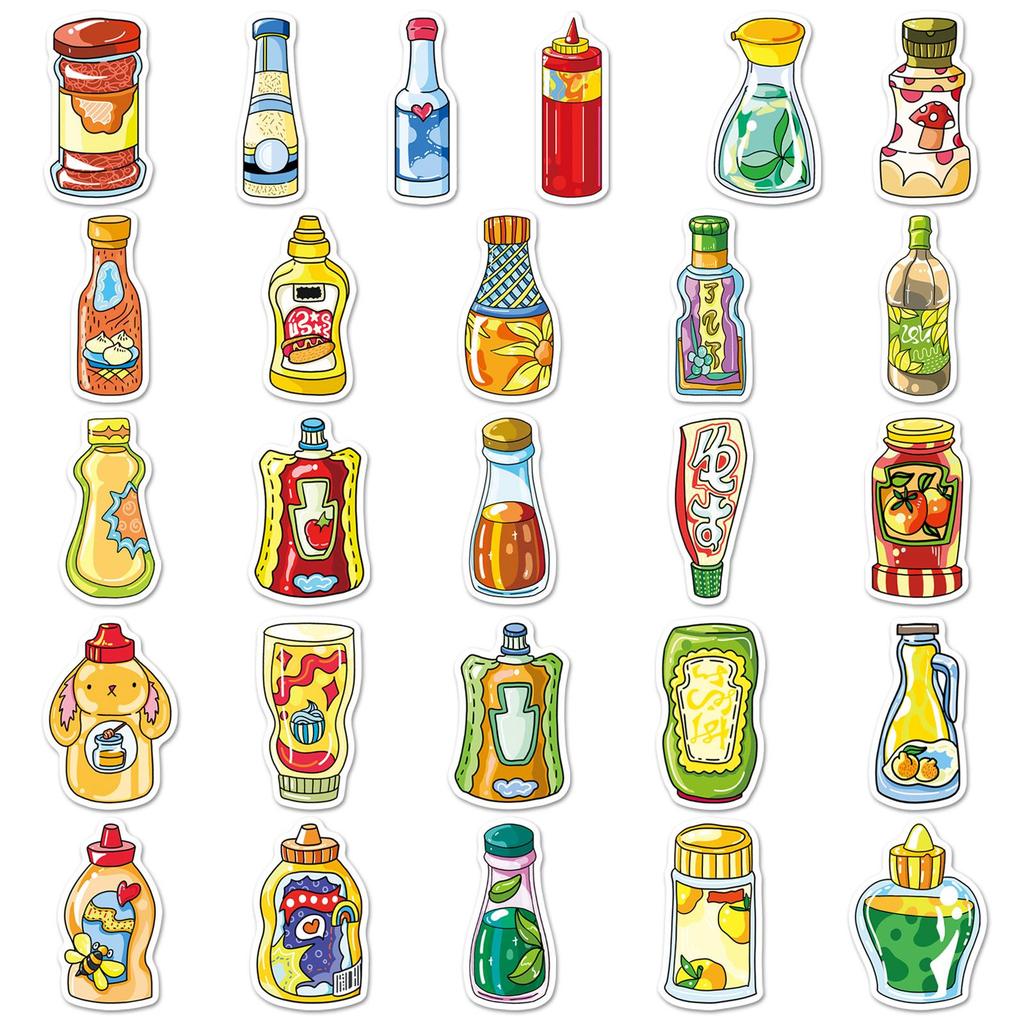 50-Pack Waterproof Food-Themed Stickers for DIY, Graffiti, and Epoxy Projects