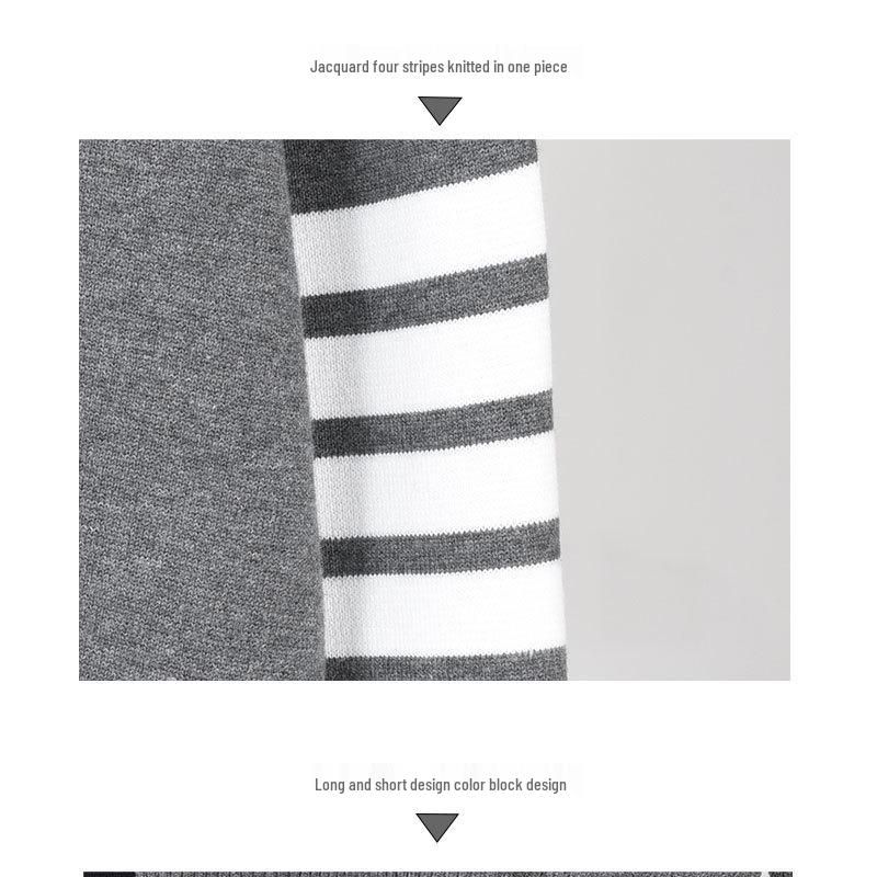 TB BROWIN2025 Autumn/Winter Colorblock Wool Sweater with Four Stripes