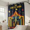 Vintage Circus Show Elephant Shower Curtain, Retro Carnival Tent Stars Bathroom Decor, Colorful Whimsical Fabric Bath Curtain