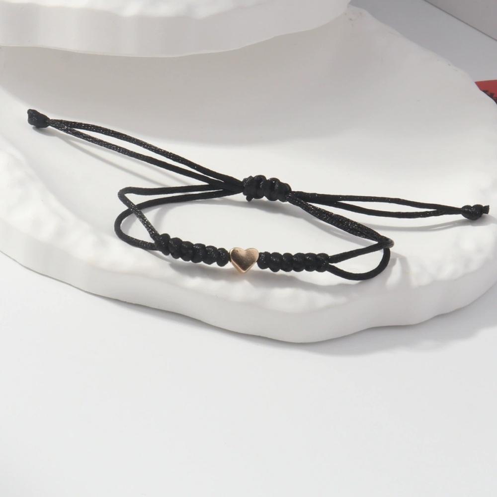 Hot Golden Silvery Heart Braided Rope Adjustable Bracelet Unisex Trendy Fashion Simple Versatile Couple Jewelry Gift Wholesale