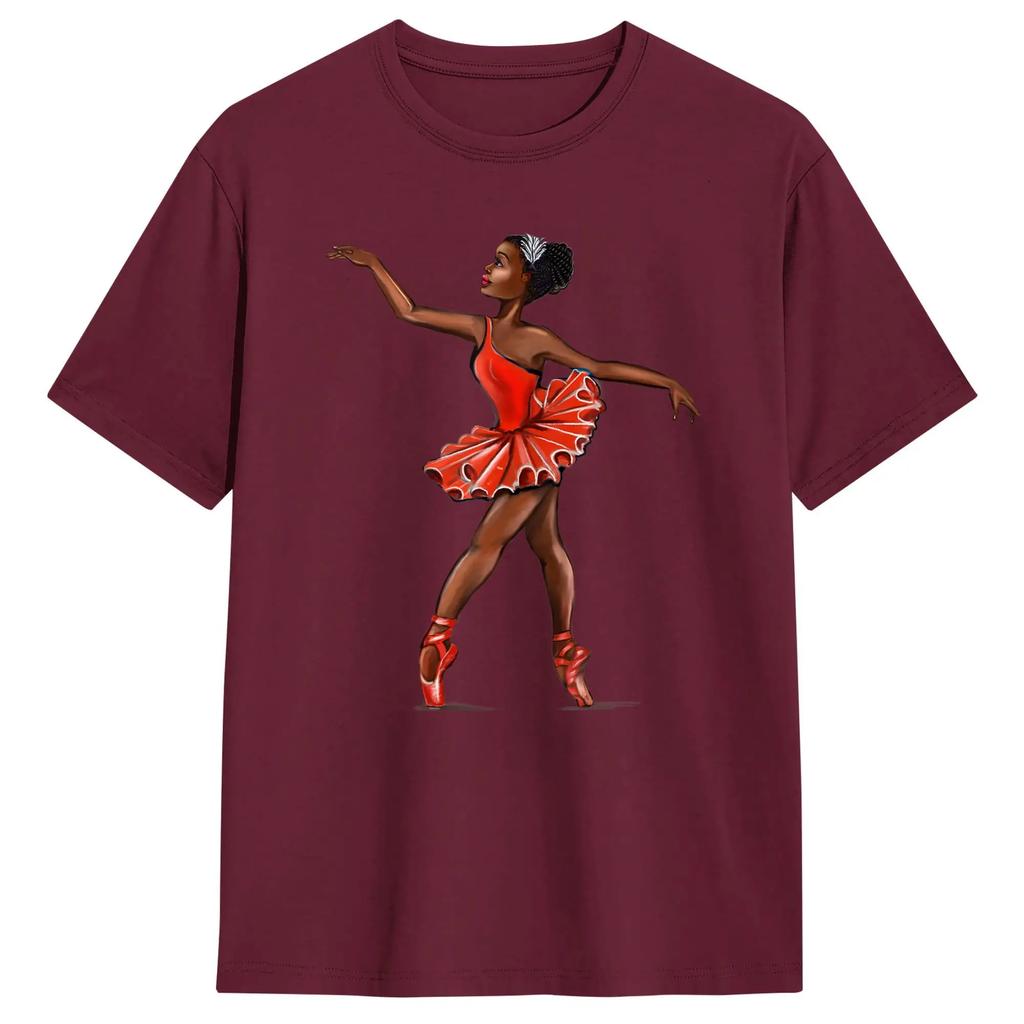 Unisex Tshirts Ballet Black African American Ballerina Awesome Tee Shirt Short Sleeve T Shirt Crewneck Clothing Gift